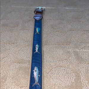 Blue Leather and Woven Cloth Belt